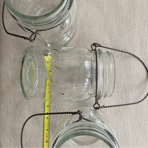 Set Of Three Beautiful Vintage Clear Glass Twisted Metal Hanging Lanterns, Vases - Picture 10 of 13